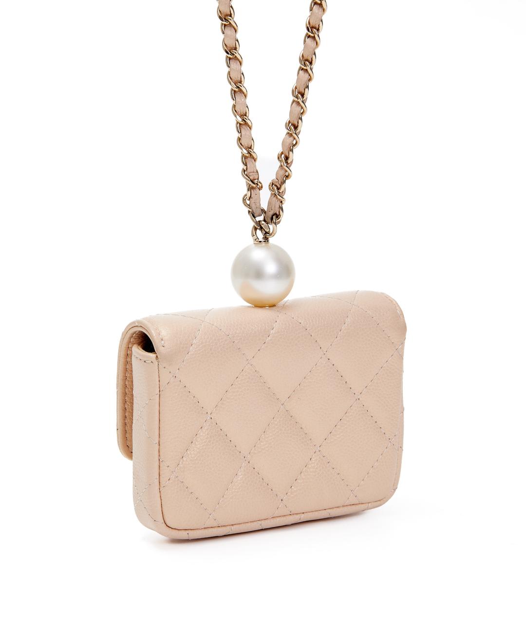 CHANEL Бежевая кожаная сумка через плечо, фото 4