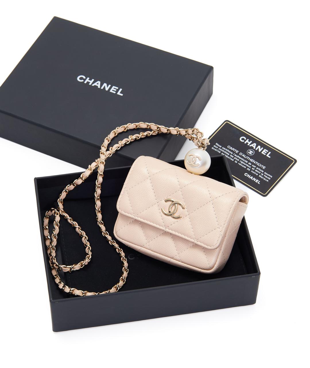 CHANEL Бежевая кожаная сумка через плечо, фото 6