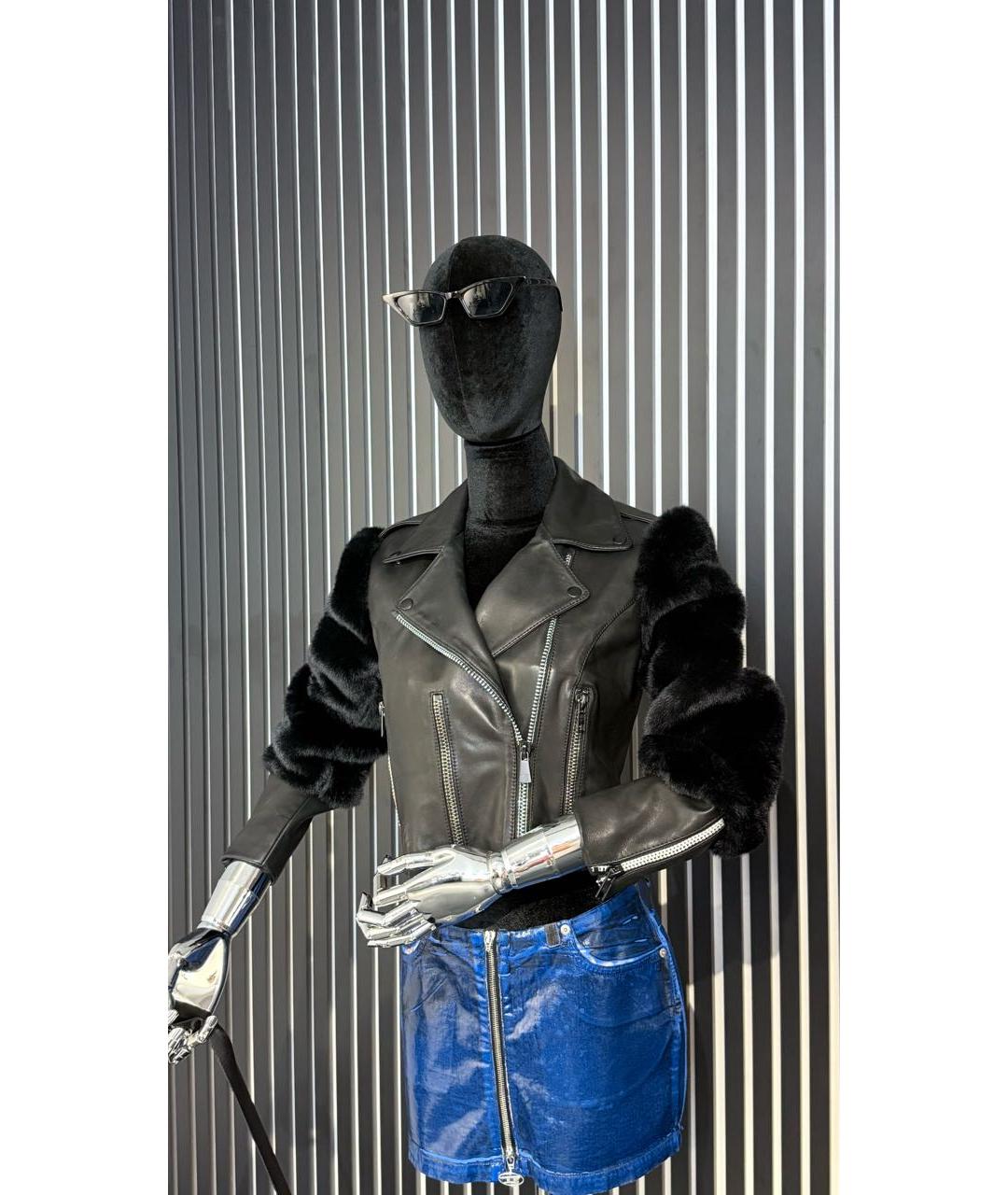 TRUSSARDI JEANS Черная кожаная куртка, фото 6
