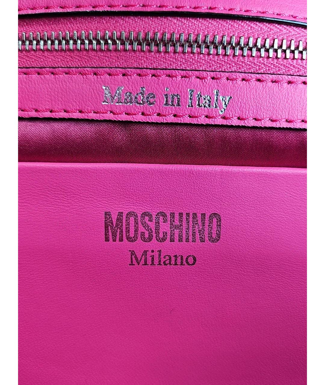 MOSCHINO Розовая кожаная сумка через плечо, фото 9