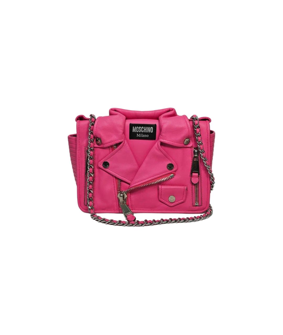 MOSCHINO Розовая кожаная сумка через плечо, фото 1