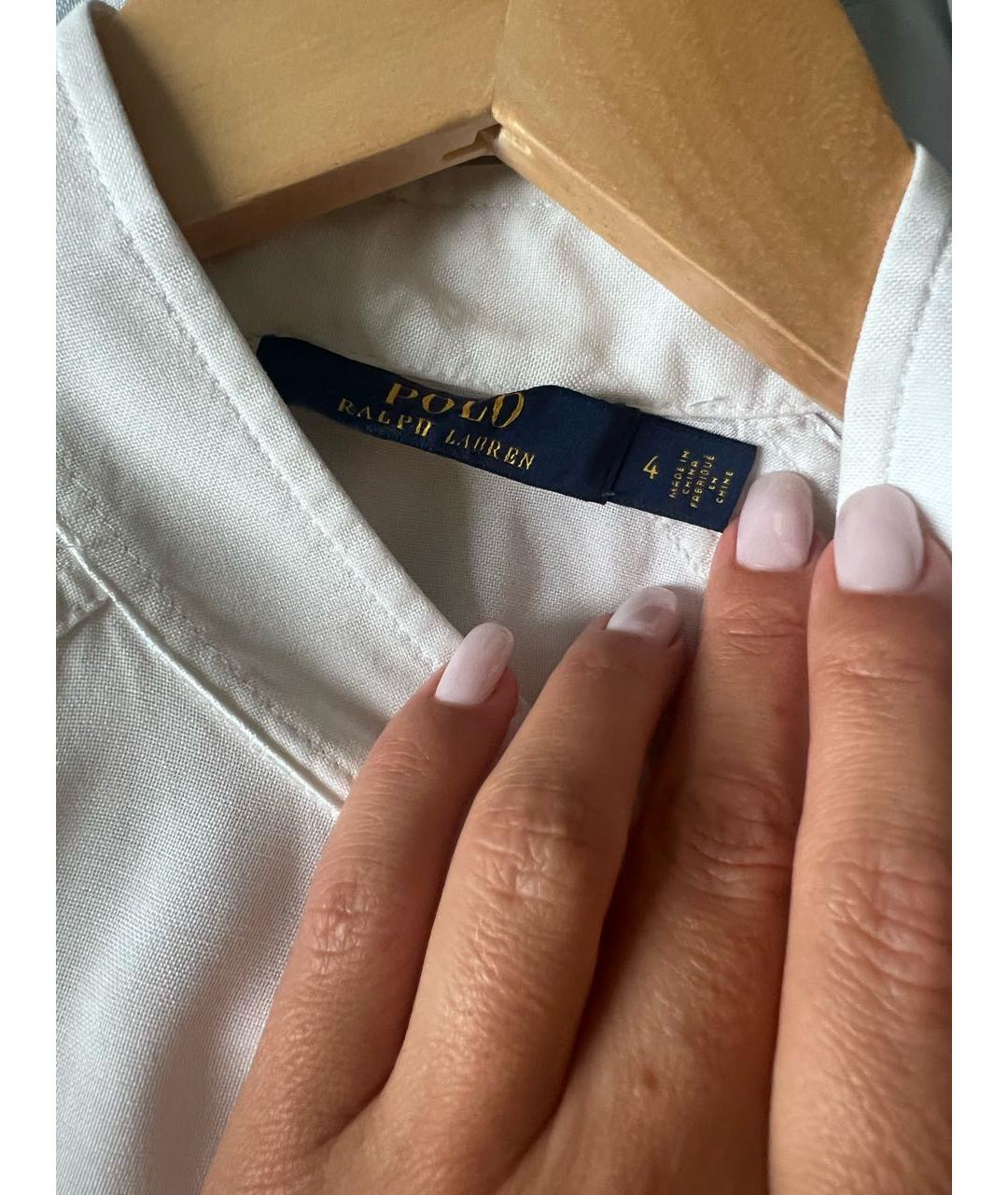 POLO RALPH LAUREN Белое шелковое повседневное платье, фото 3