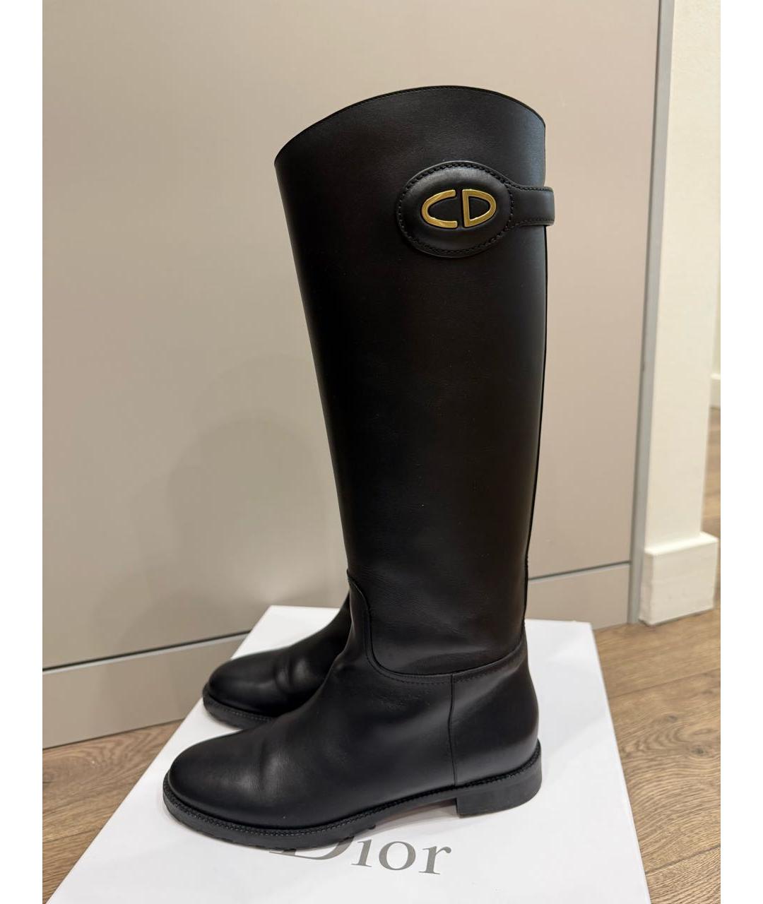 CHRISTIAN DIOR Черные кожаные сапоги, фото 9