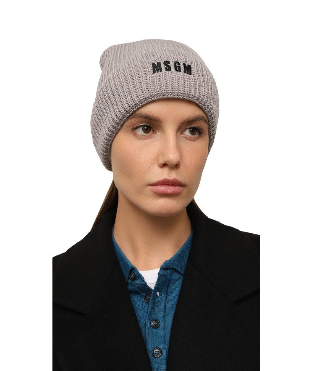 MSGM Серая шерстяная шапка, фото 4