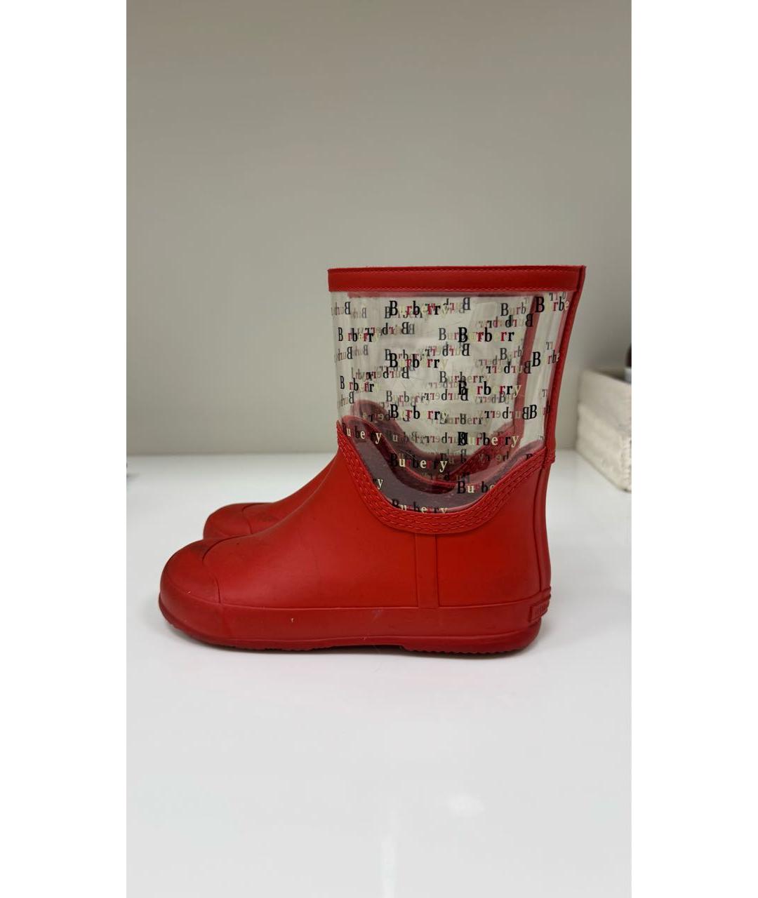 BURBERRY Красные резиновые сапоги, фото 6