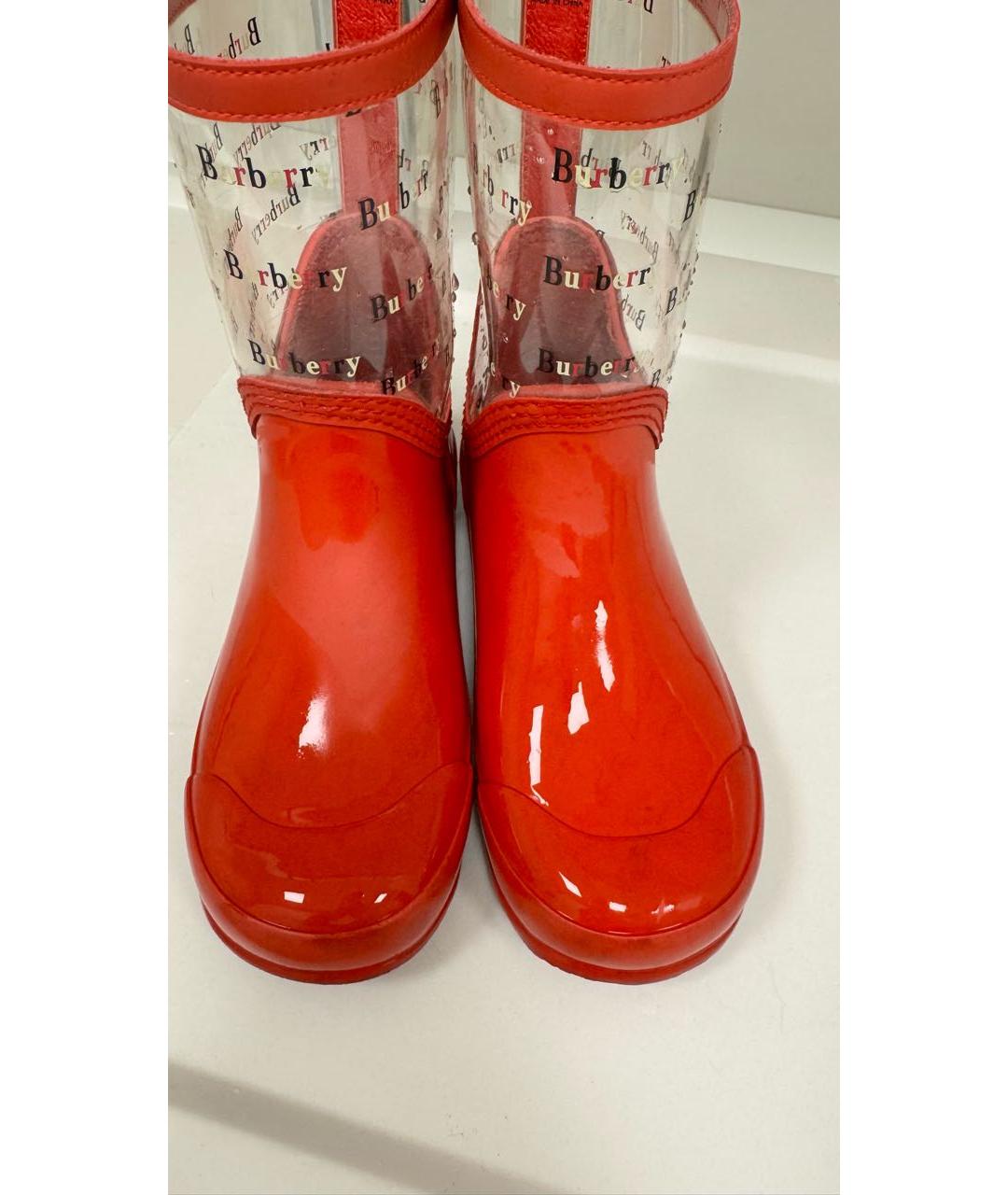 BURBERRY Красные резиновые сапоги, фото 5