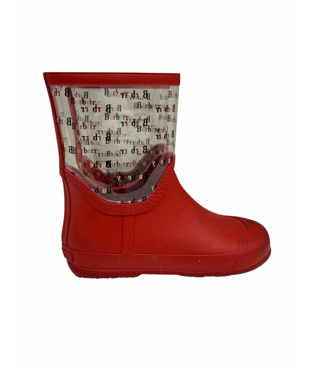 BURBERRY Красные резиновые сапоги, фото 1