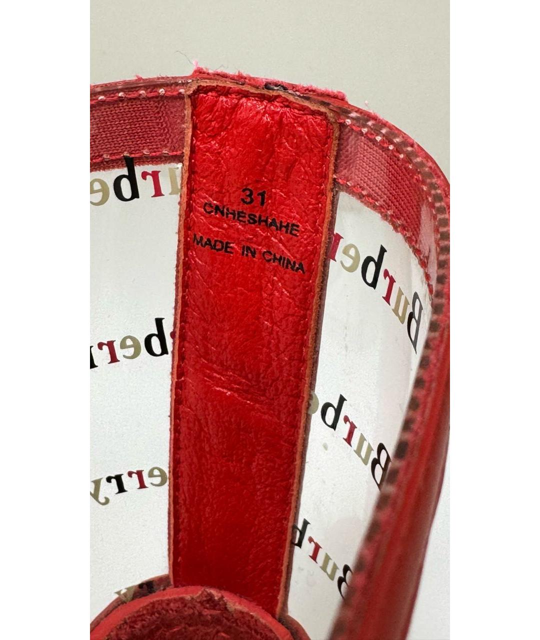 BURBERRY Красные резиновые сапоги, фото 4
