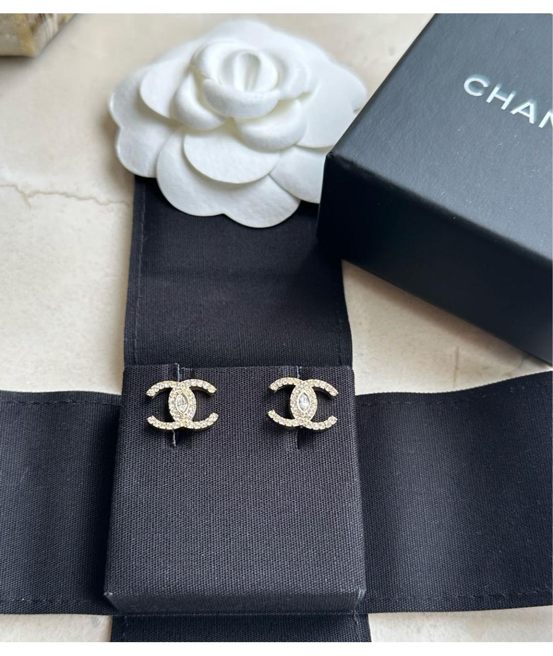 CHANEL Золотые латунные серьги, фото 2