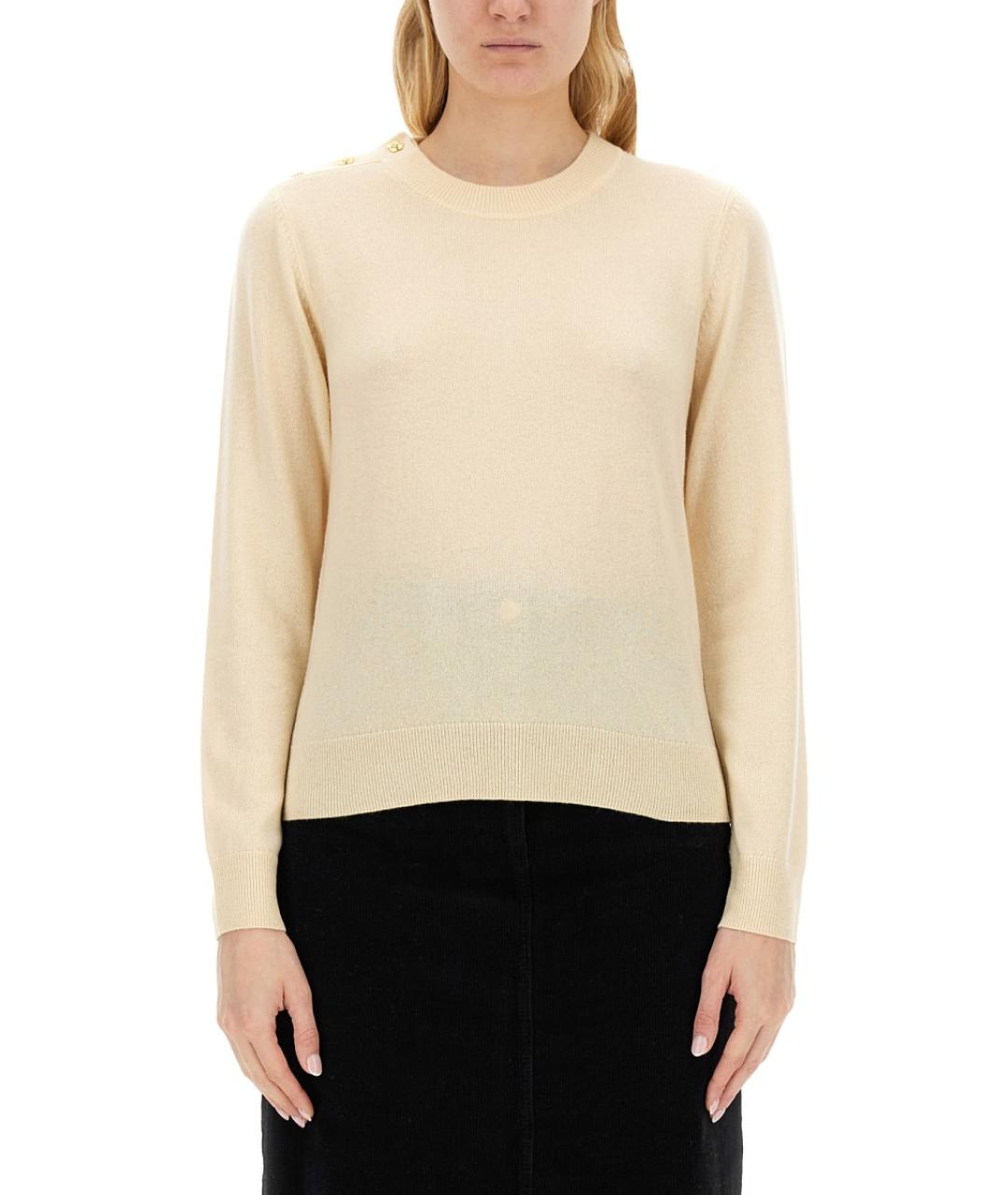 GANNI Бежевый шерстяной джемпер / свитер, фото 2
