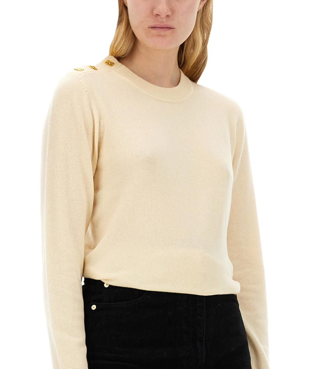 GANNI Бежевый шерстяной джемпер / свитер, фото 5