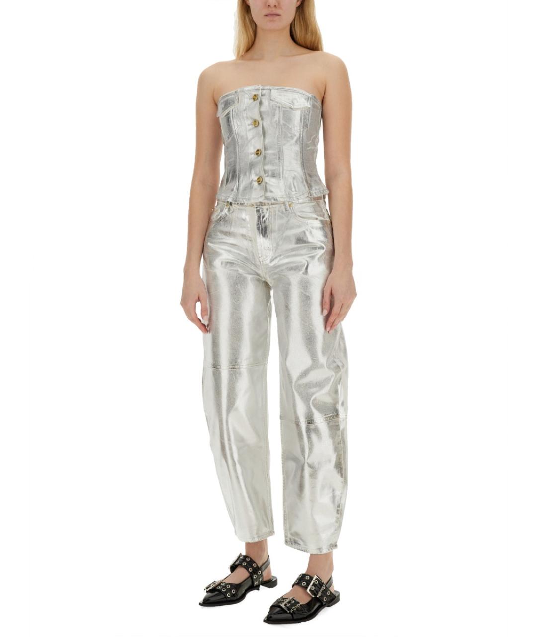 GANNI Белая хлопковая блузы, фото 3