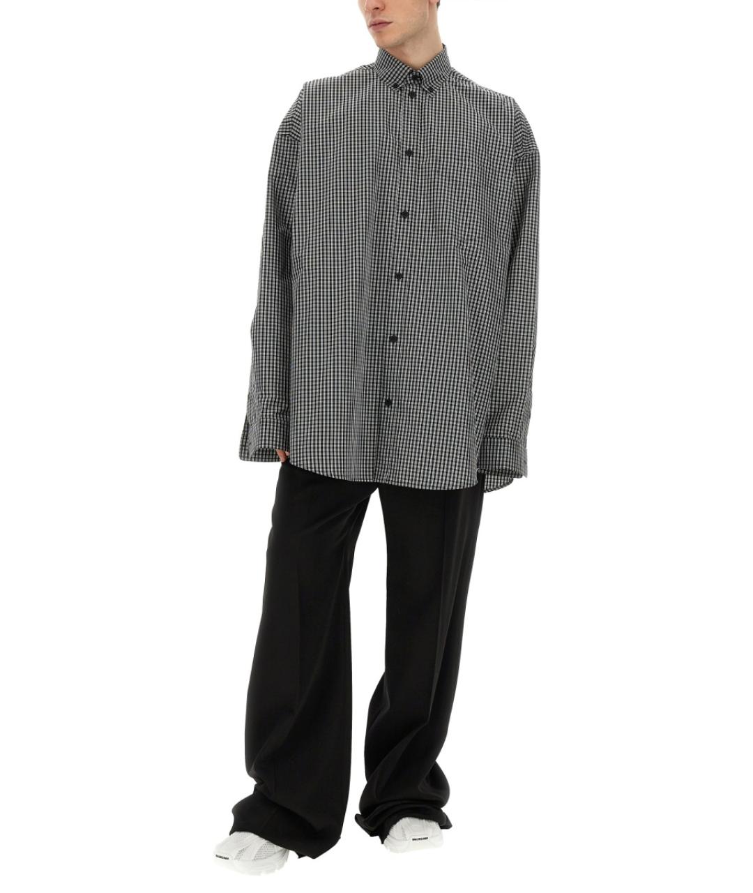 BALENCIAGA Черная хлопко-полиэстеровая кэжуал рубашка, фото 2