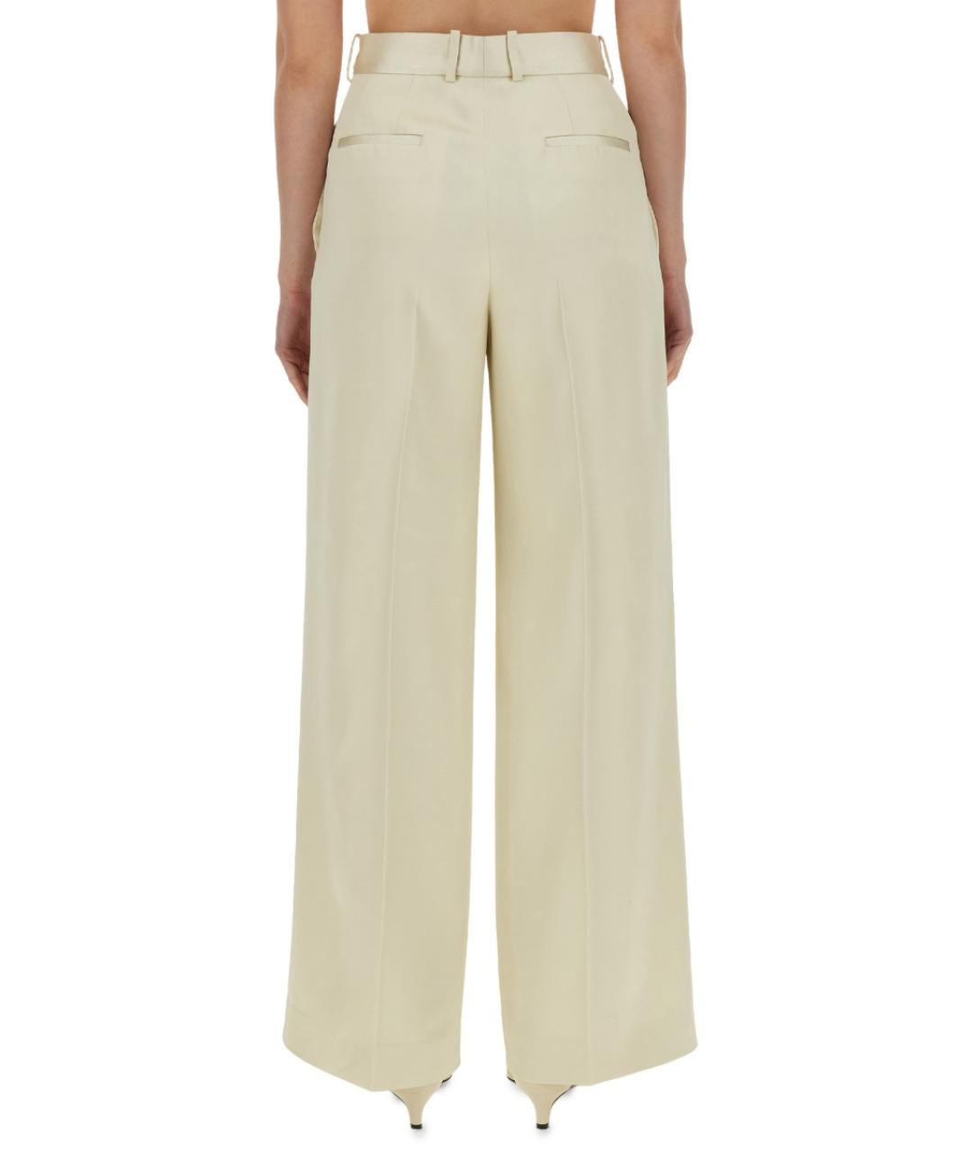 JIL SANDER Белые вискозные прямые брюки, фото 3