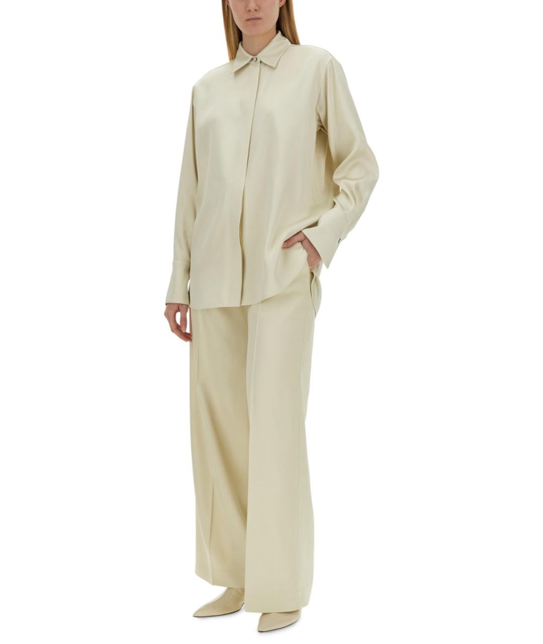 JIL SANDER Белые вискозные прямые брюки, фото 2