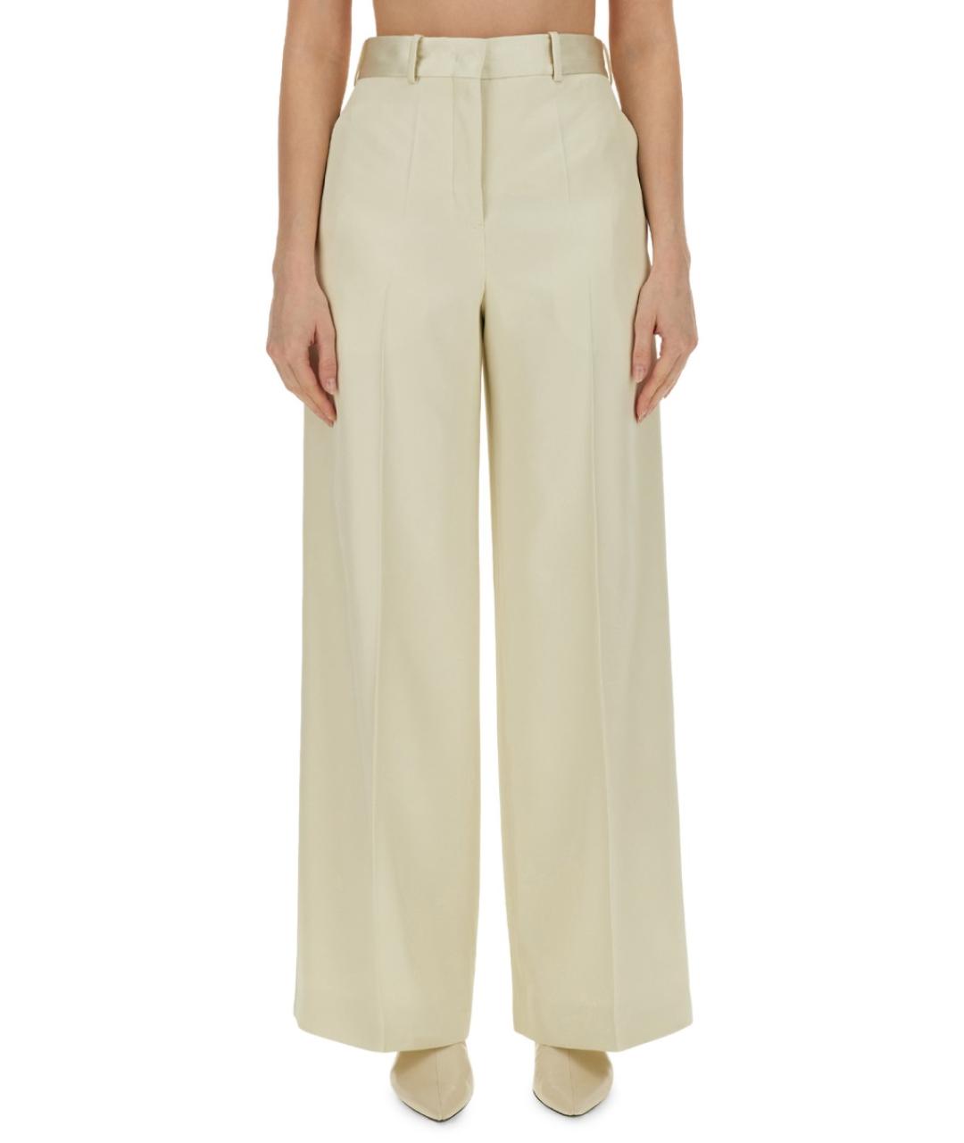 JIL SANDER Белые вискозные прямые брюки, фото 5