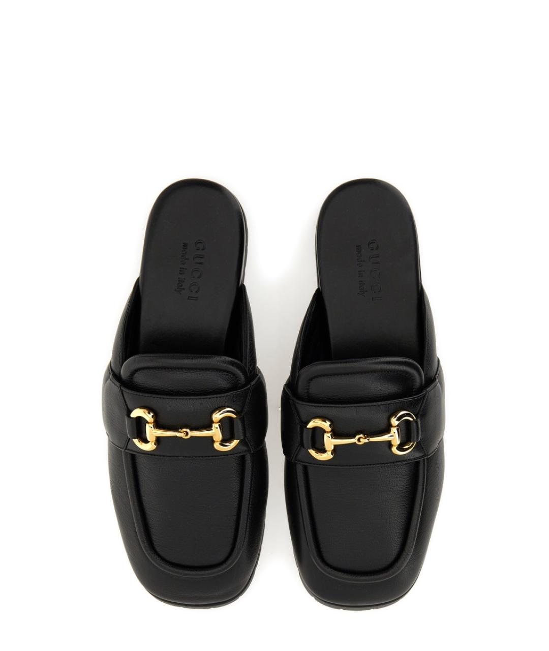 GUCCI Черные кожаные шлепанцы, фото 6