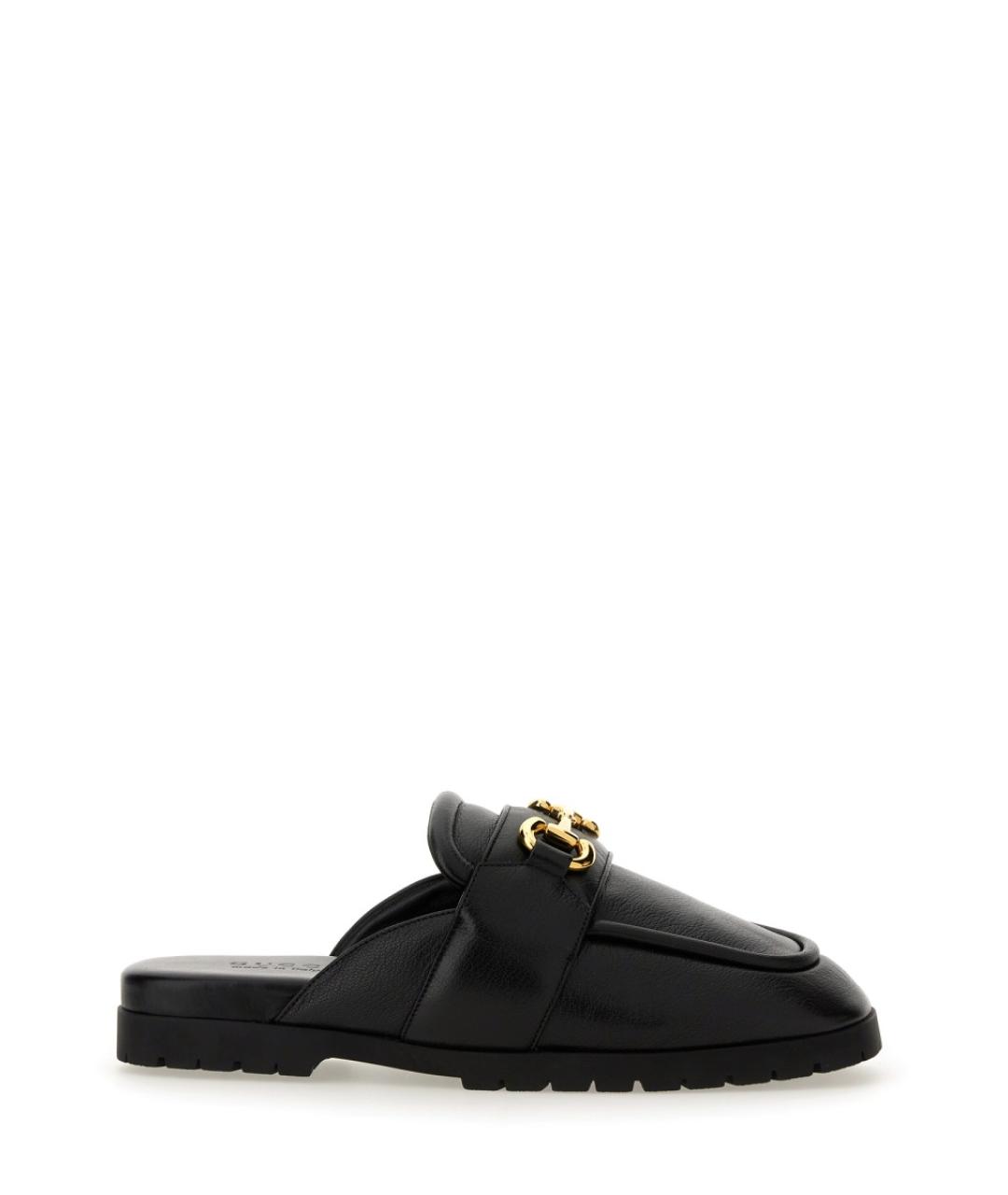 GUCCI Черные кожаные шлепанцы, фото 1
