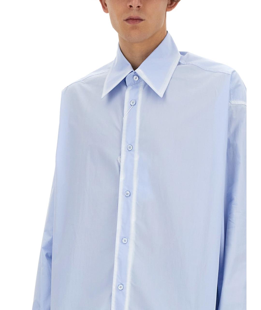 MM6 MAISON MARGIELA Голубая хлопковая кэжуал рубашка, фото 5