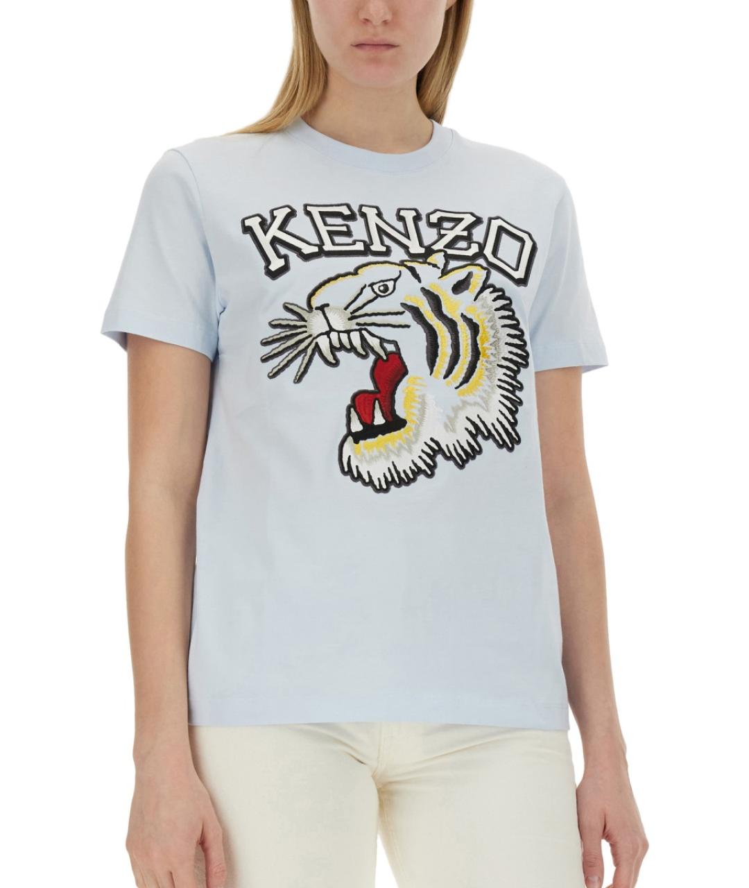 KENZO Голубая хлопковая футболка, фото 5