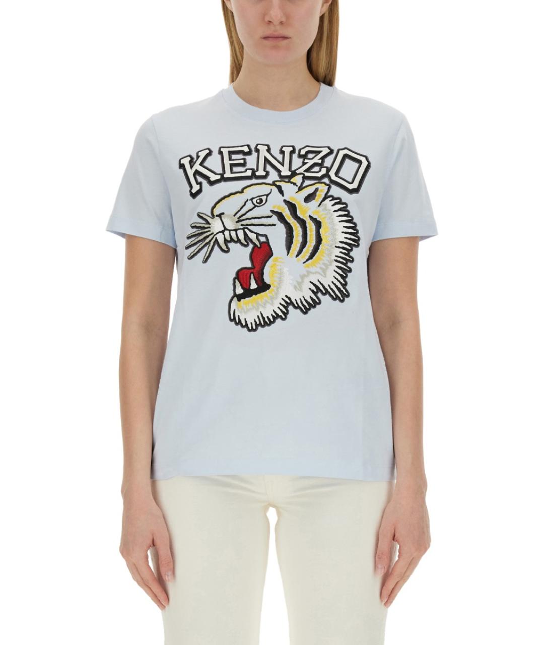 KENZO Голубая хлопковая футболка, фото 2