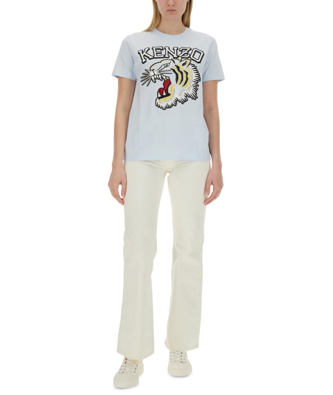 KENZO Голубая хлопковая футболка, фото 3