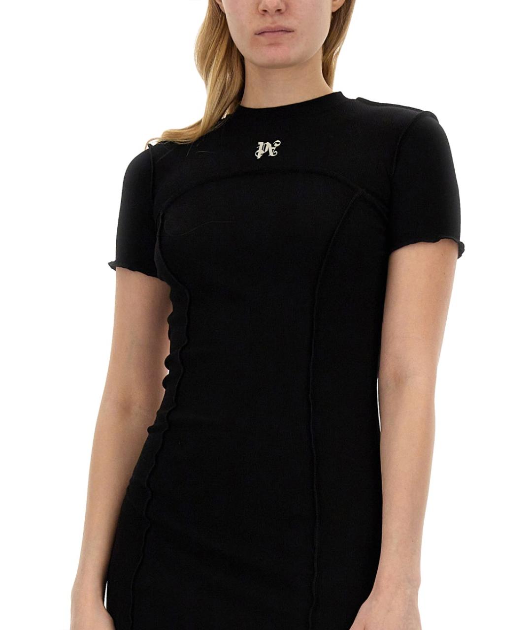 PALM ANGELS Черное хлопковое повседневное платье, фото 5