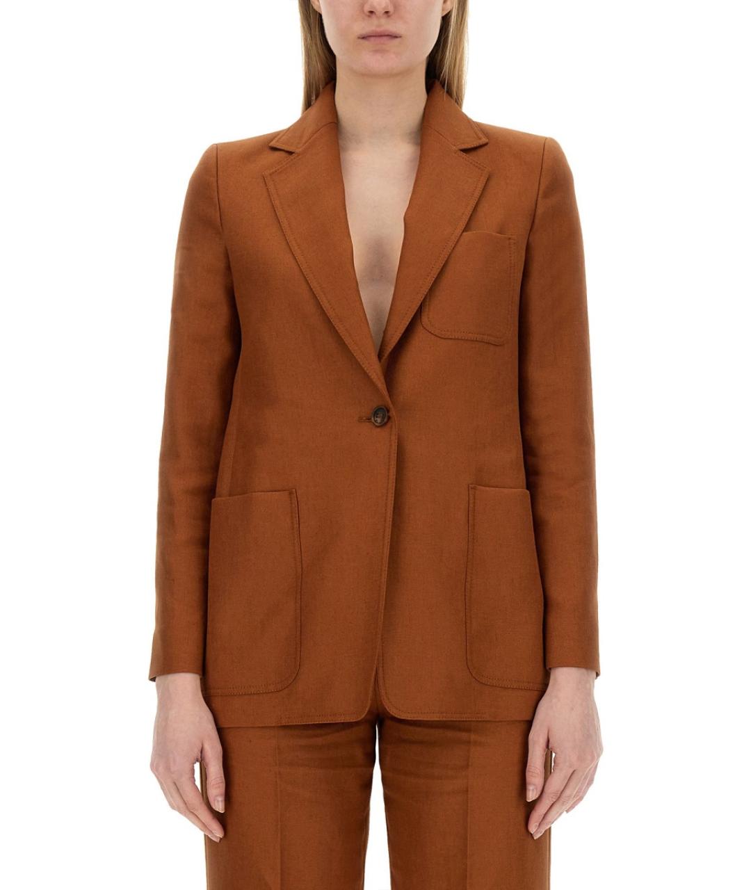 MAX MARA Коричневый льняной жакет/пиджак, фото 2