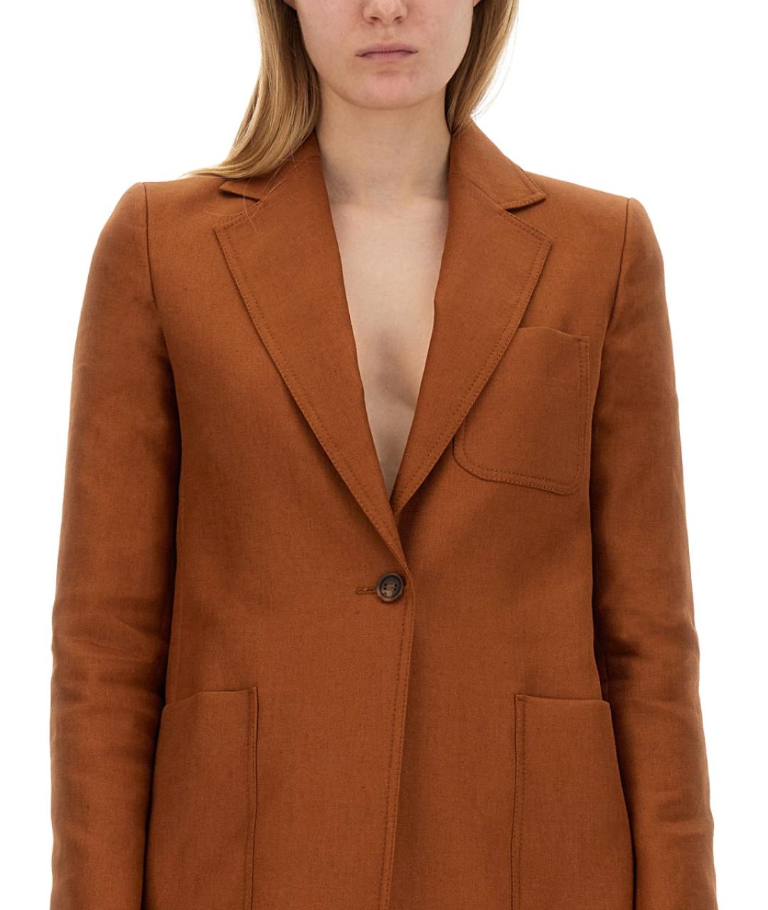 MAX MARA Коричневый льняной жакет/пиджак, фото 5