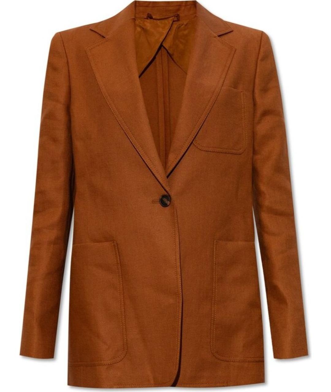 MAX MARA Коричневый льняной жакет/пиджак, фото 1