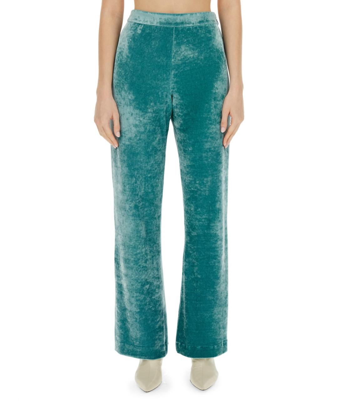 JIL SANDER Бирюзовые полиамидовые прямые брюки, фото 2