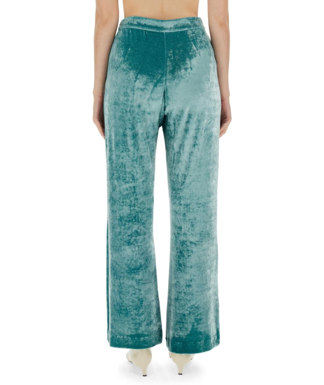 JIL SANDER Бирюзовые полиамидовые прямые брюки, фото 4