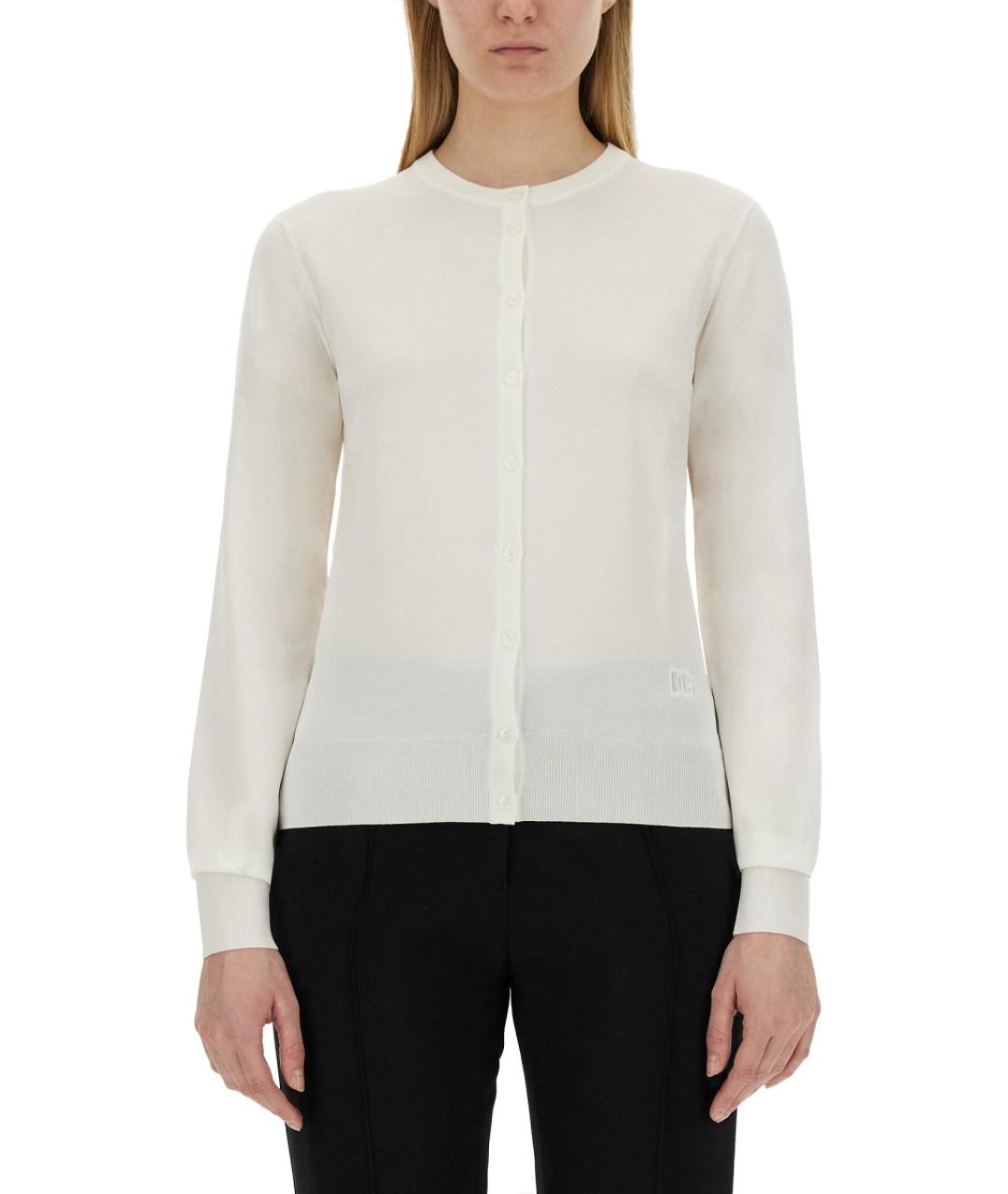 DOLCE&GABBANA Белый шелковый кардиган, фото 5