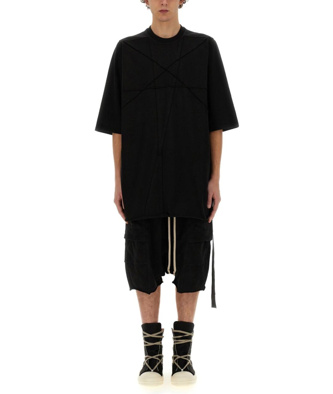 RICK OWENS DRKSHDW Черная хлопковая футболка, фото 4