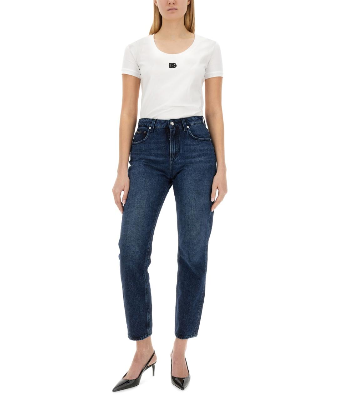 DOLCE&GABBANA Синие хлопковые прямые джинсы, фото 2