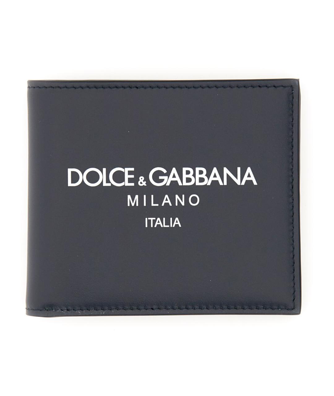 DOLCE&GABBANA Темно-синий кожаный кошелек, фото 1
