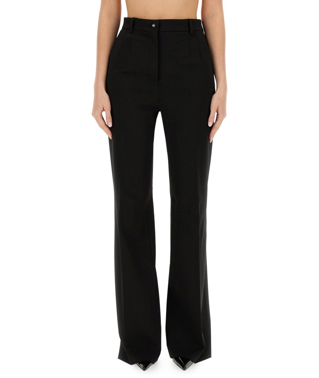 DOLCE&GABBANA Черные вискозные прямые брюки, фото 5