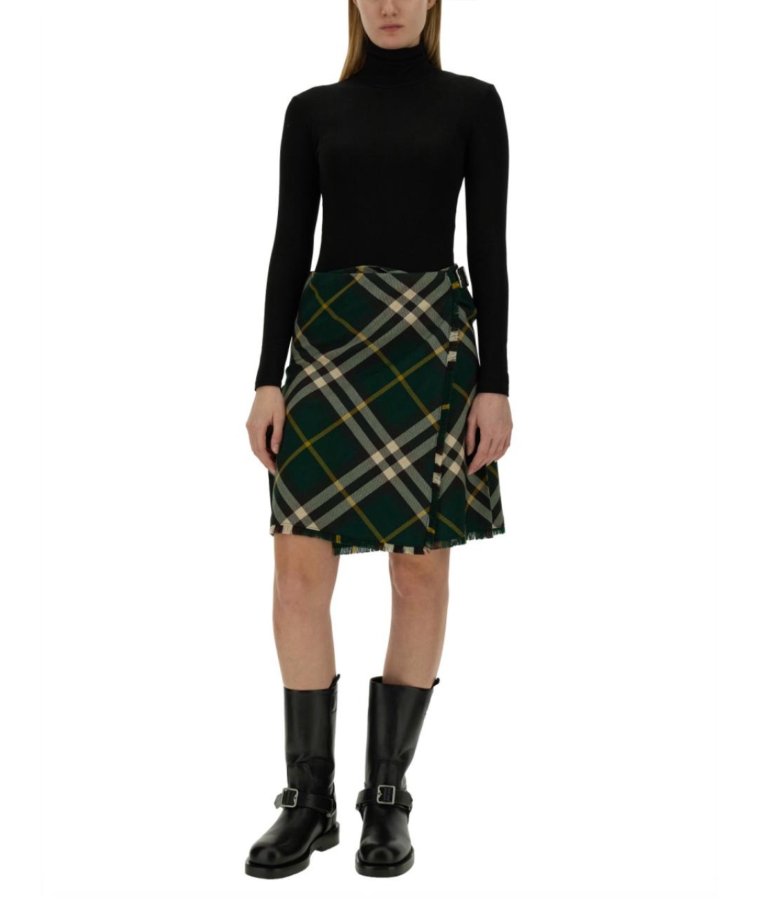 BURBERRY Мульти шерстяная юбка миди, фото 3