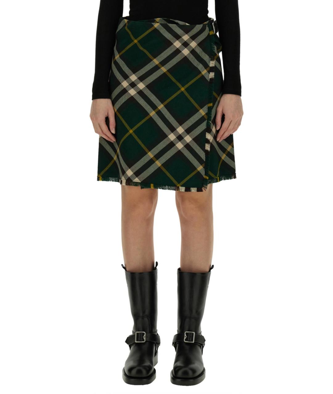 BURBERRY Мульти шерстяная юбка миди, фото 2