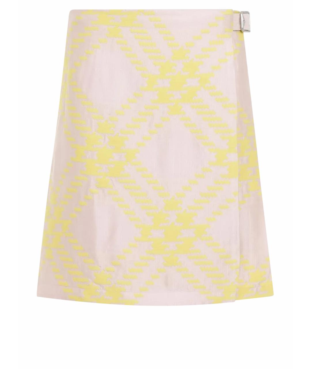 BURBERRY Мульти льняная юбка мини, фото 1