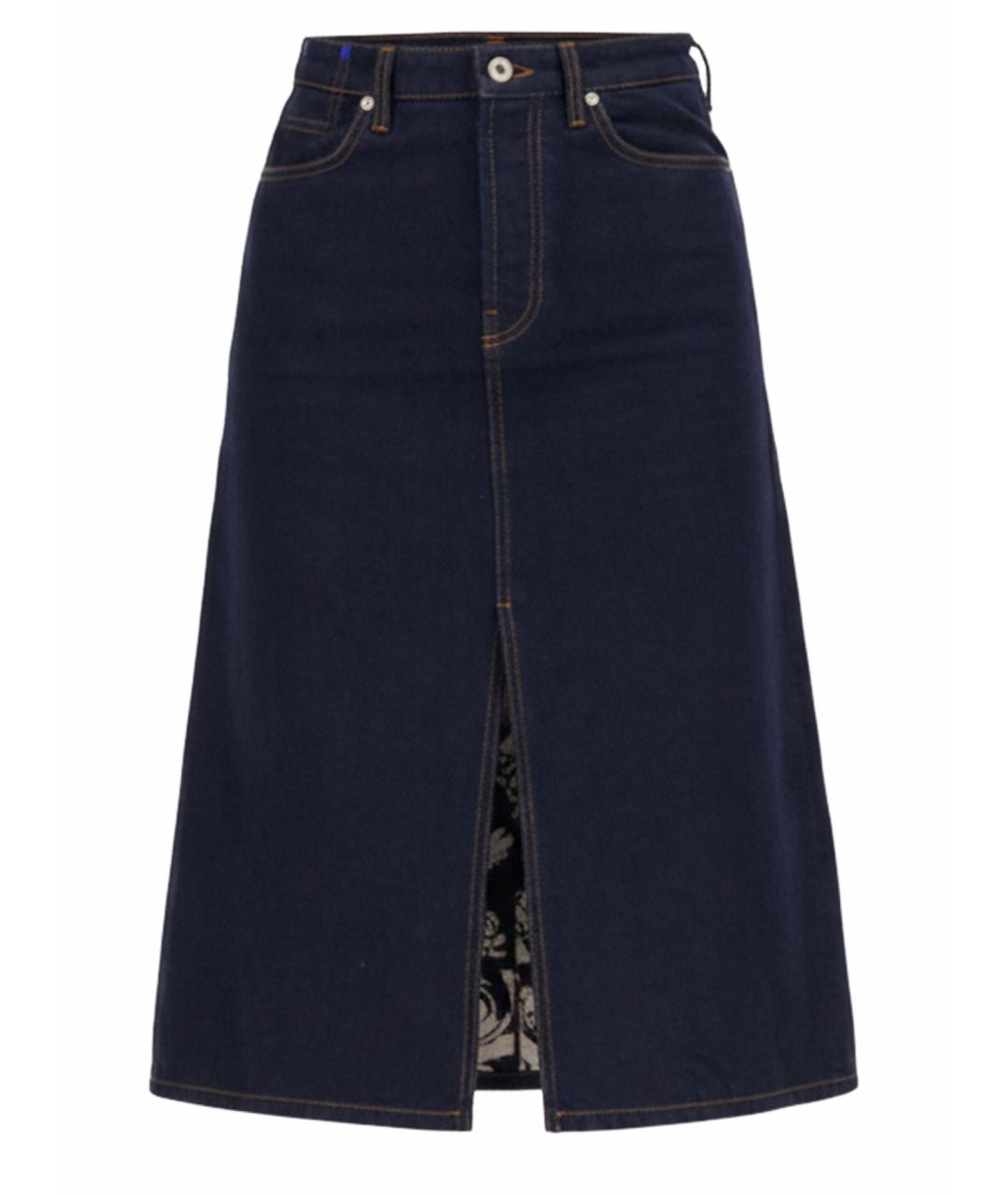 BURBERRY Синяя хлопковая юбка миди, фото 1
