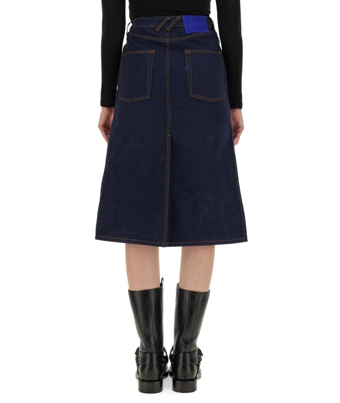 BURBERRY Синяя хлопковая юбка миди, фото 3