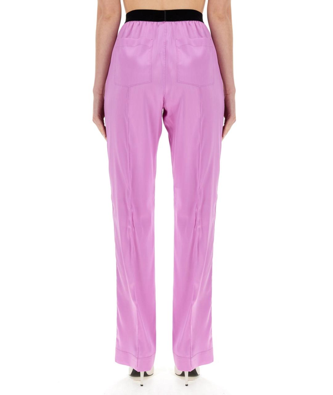 TOM FORD Фиолетовые шелковые прямые брюки, фото 3