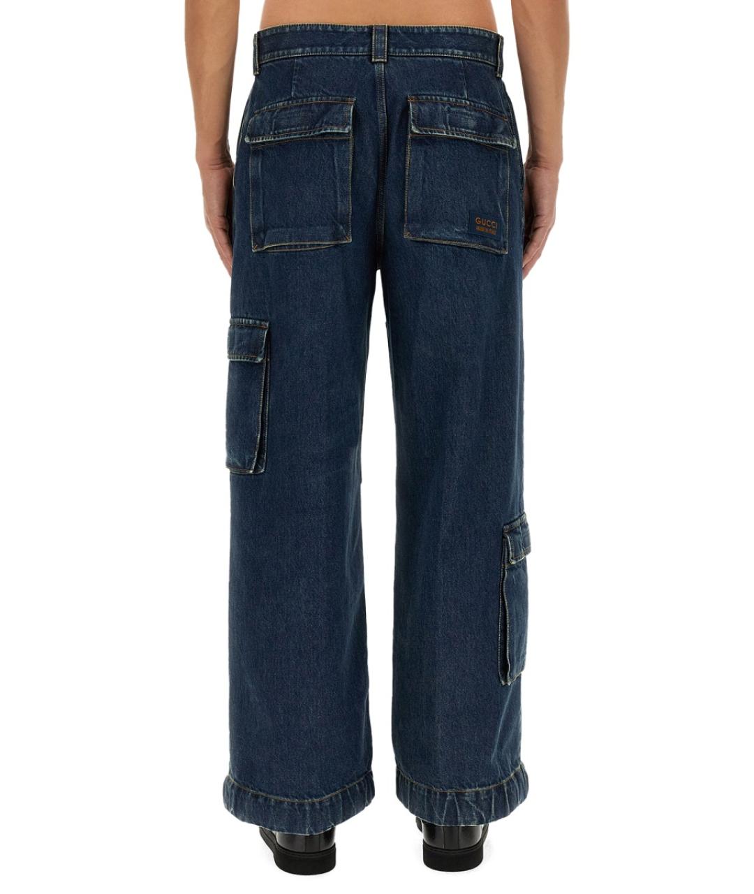 GUCCI Синие хлопковые прямые джинсы, фото 5