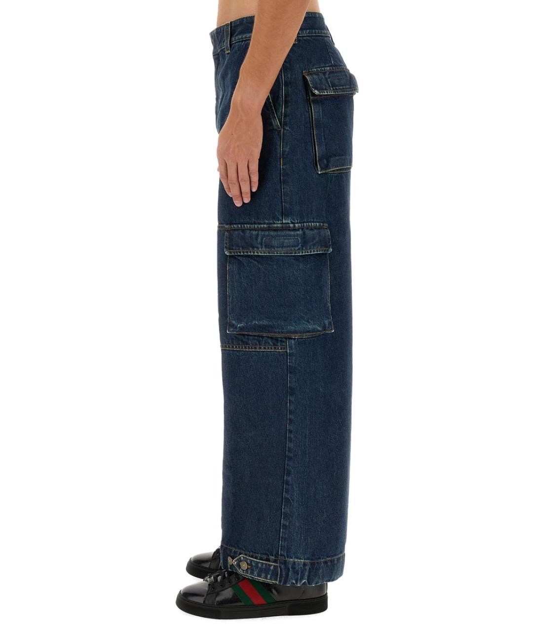 GUCCI Синие хлопковые прямые джинсы, фото 4