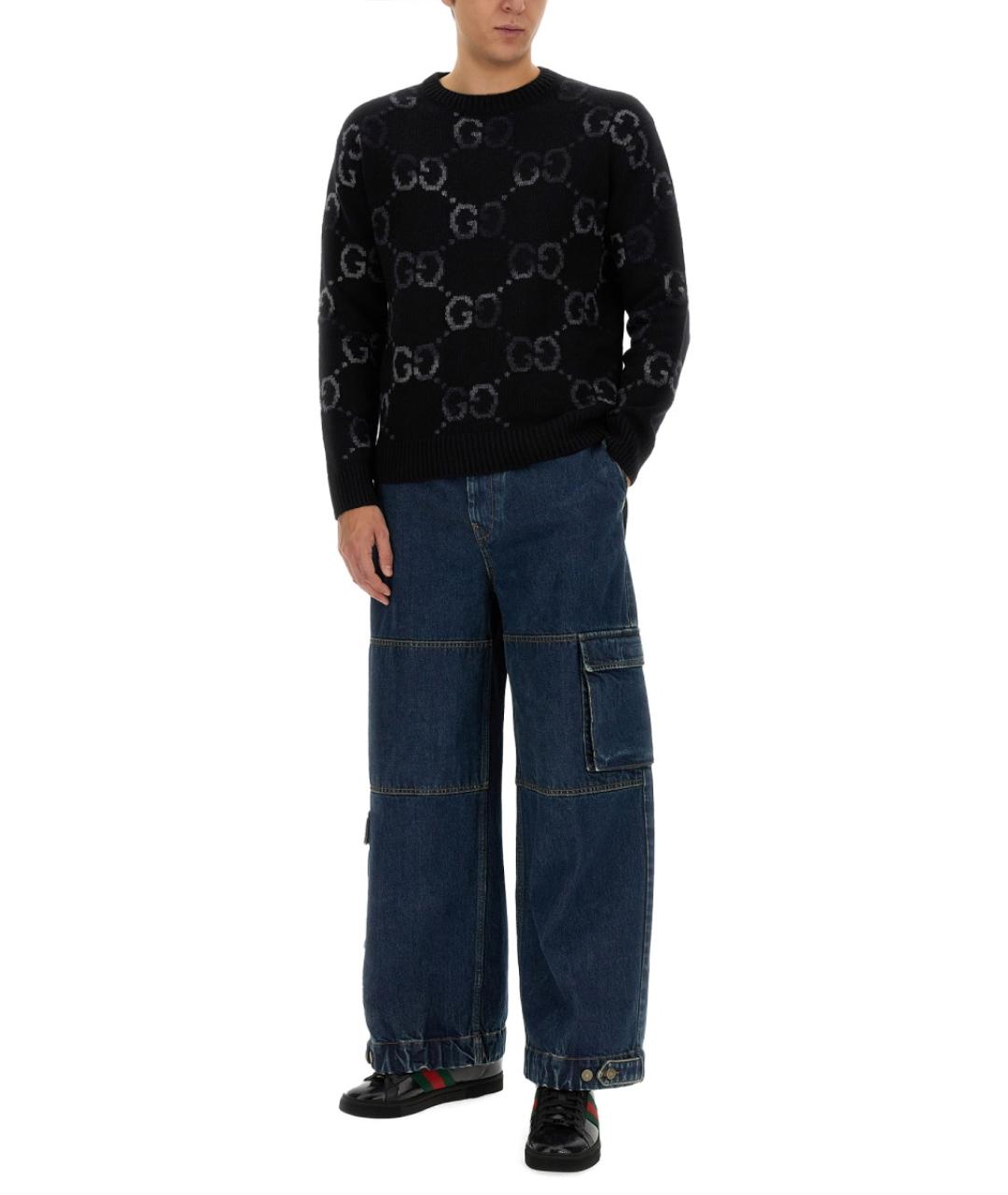 GUCCI Синие хлопковые прямые джинсы, фото 3