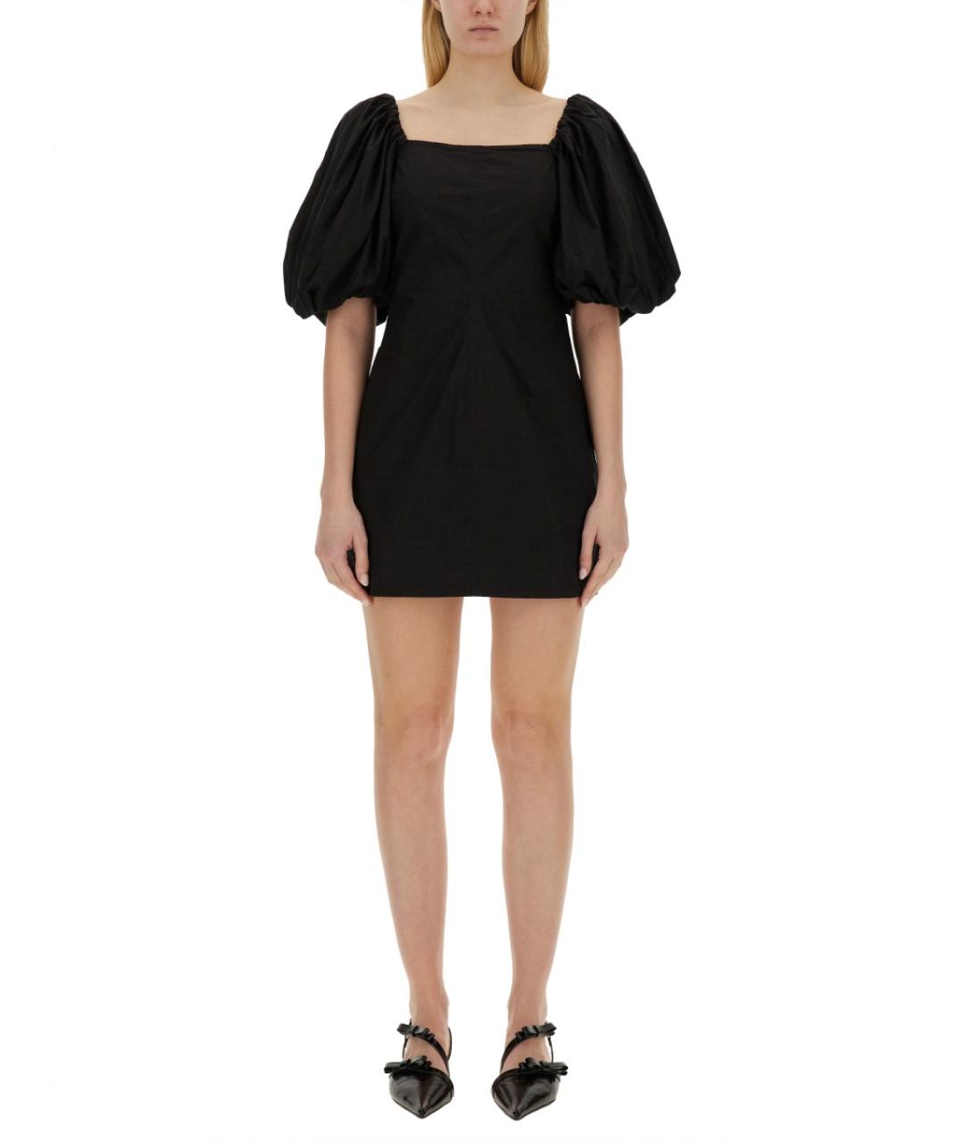 GANNI Черное хлопковое повседневное платье, фото 2