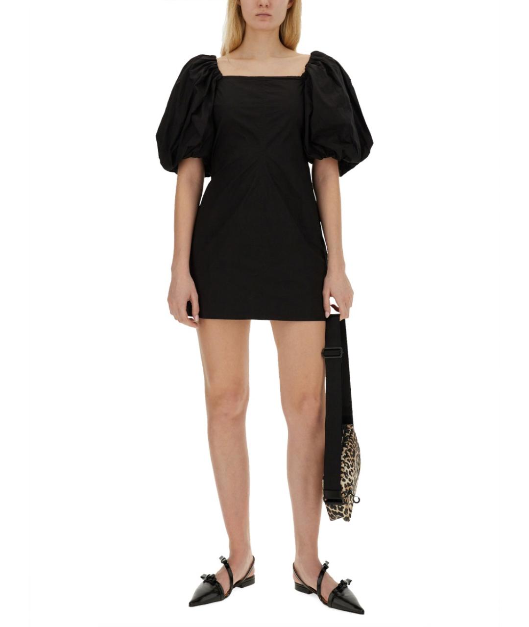 GANNI Черное хлопковое повседневное платье, фото 3