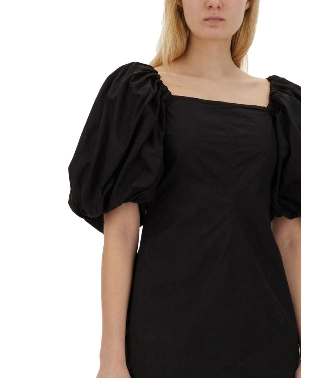 GANNI Черное хлопковое повседневное платье, фото 5