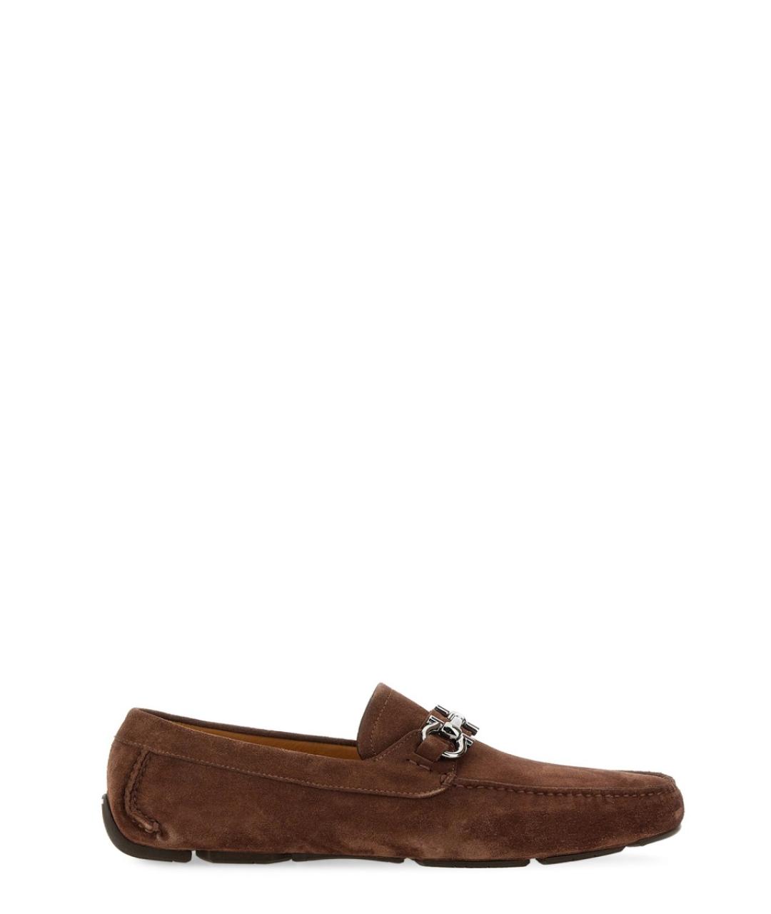 FERRAGAMO Коричневые кожаные лоферы, фото 1